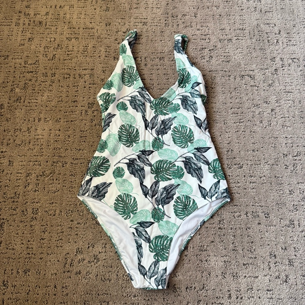 Cupshe Green Leaf Print One Piece Swimsuit